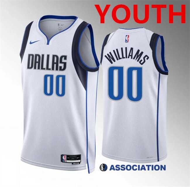 Youth Dallas Mavericks #00 Brandon Williams White Association Edition Stitched Basketball Jersey Dzhi